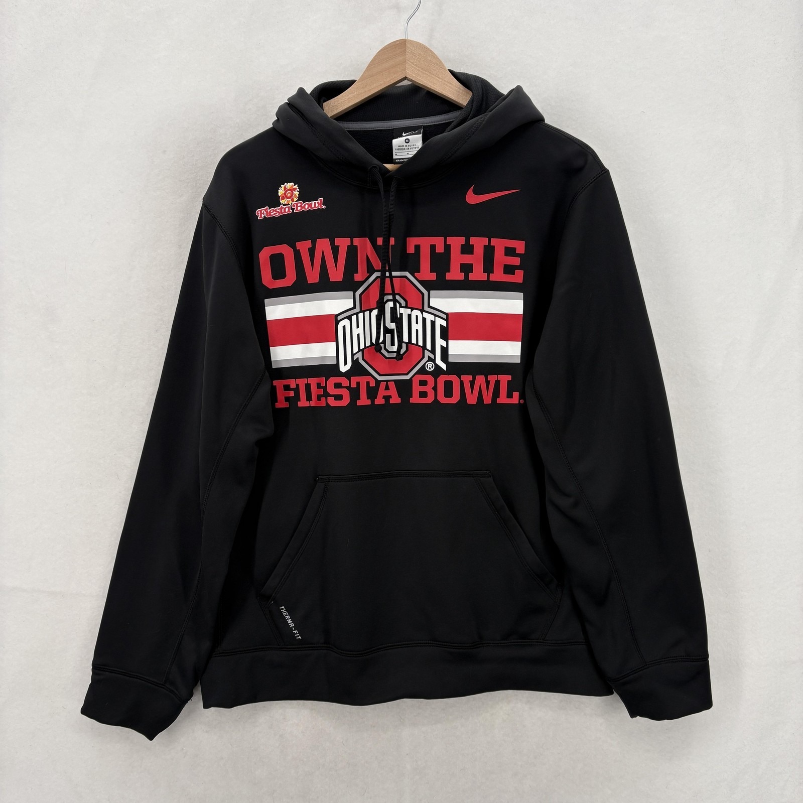 Ohio State Buckeyes Hoodie Mens Medium Black Ncaa Nike Therma Fit Fiesta Bowl